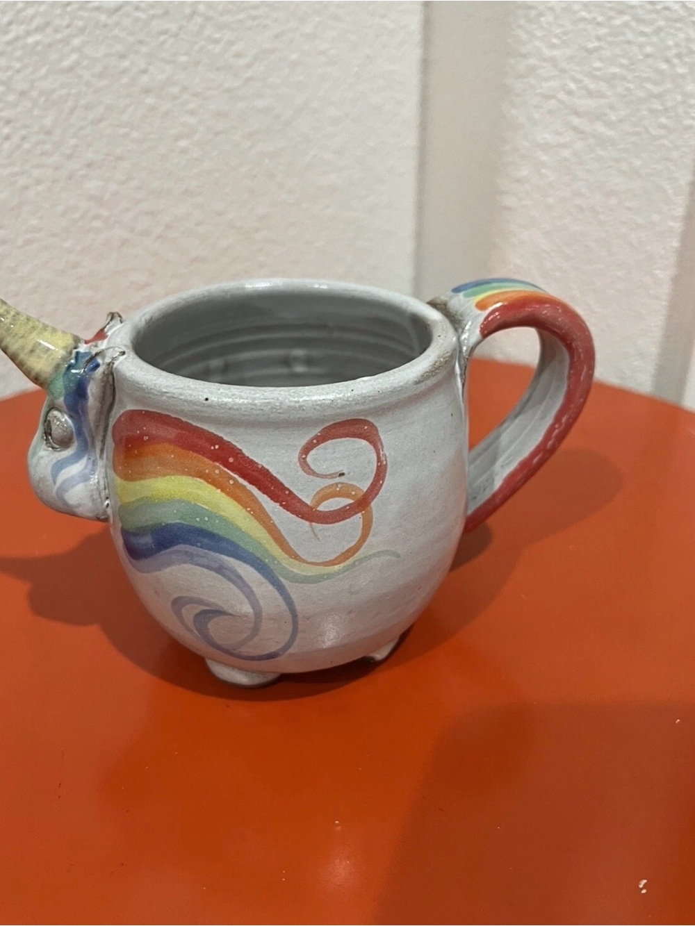 Mud works Pottery Made in USA Ceramic Rainbow Unicorn Mug